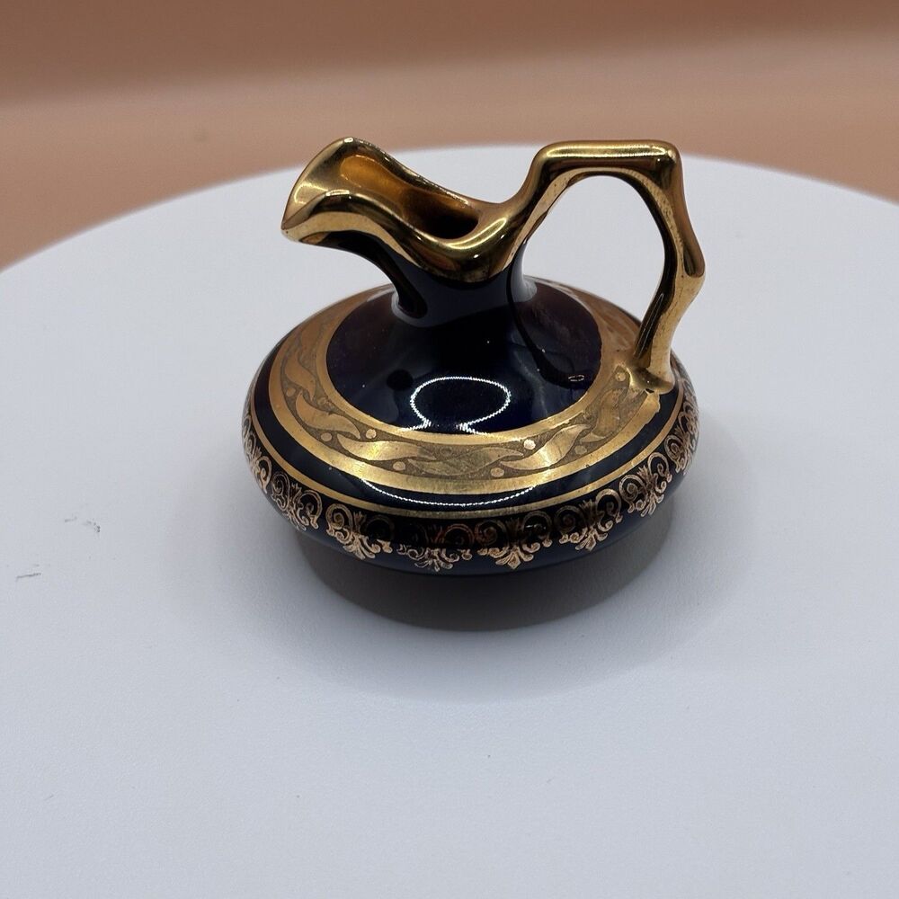 Limoges France Cobalt Blue & Gold Miniature Pitcher-Porcelain 22K gilt size 1.5